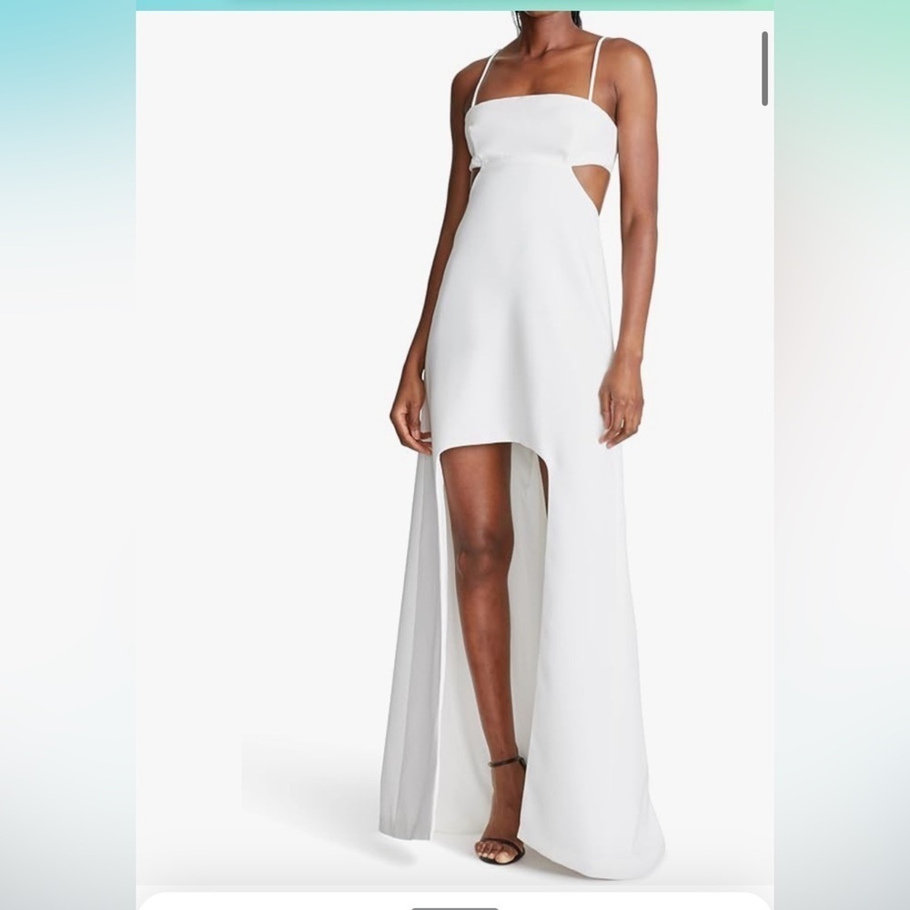 Halston Heritage White Cutout High-Low Gown